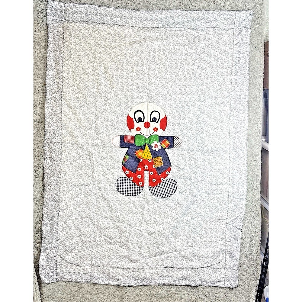 Springs Mills Vtg 1975 Cut & Sew Fabric Panel Circus Clown Blanket Quilt 57 x 42